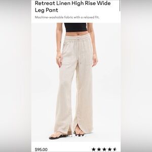 Athleta Linen High Rise Wide Leg Pants